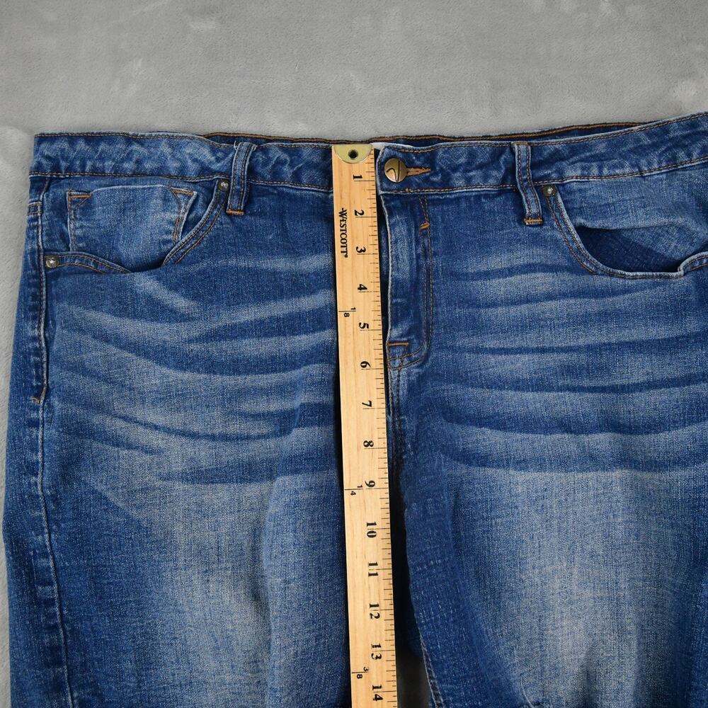 VIGOSS Bermuda Jean Shorts 20W (38x6) Marley Denim Fringe Stretch Mid - Picture 6 of 7